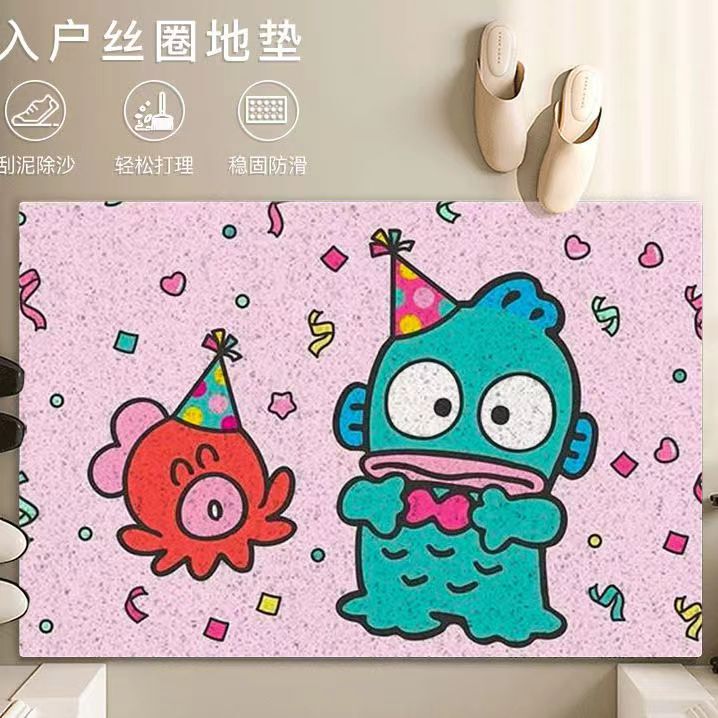 Water monster ugly fish cartoon entrance door silk ring floor mat can be entrance door non-slip wear-resistant carpet dust removal foot mat