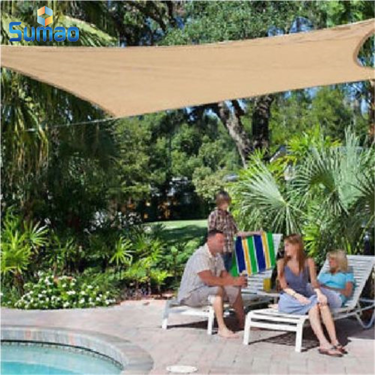 电商亚马逊专供HDPE户外三角形四角形米色蓝色绿色遮阳帆遮阳蓬
