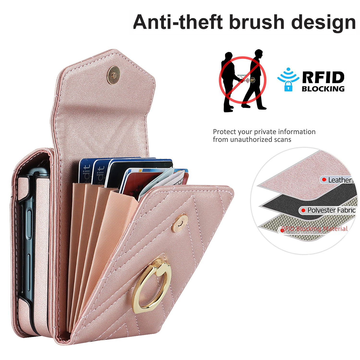 For Samsung Z Flip 5 Crossbody Multifunctional 4 Phone Case Folding Flip6 Ring Phone Leather Case_voghion.com