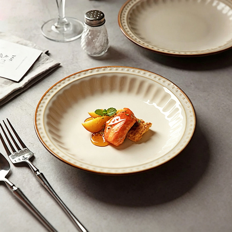 Vintage Kiln-Transformed Plate, High-End Underglaze Color Ceramic, Household Western Steak Plate, Pasta Plate, Tableware Dinner Plate Vintage Kiln-Transformed Plate, High-End Underglaze Color Ceramic, Household Western Steak Plate, Pasta Plate, Tableware Dinner Plate