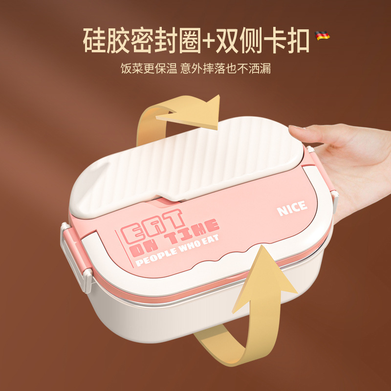 学生用の304ステンレス製ランチボックス、オフィスワーカー用の特別なコンパートメント付き断熱ランチボックス、電子レンジ対応のポータブルランチボックス|undefined