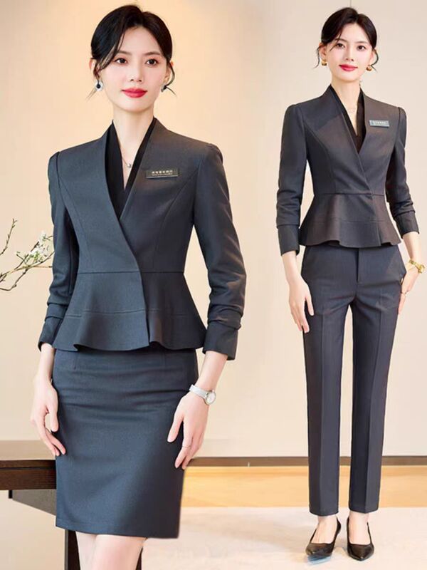 西装套装美容院医美会所酒店前台职业装正装黄金珠宝店工作服装女|undefined