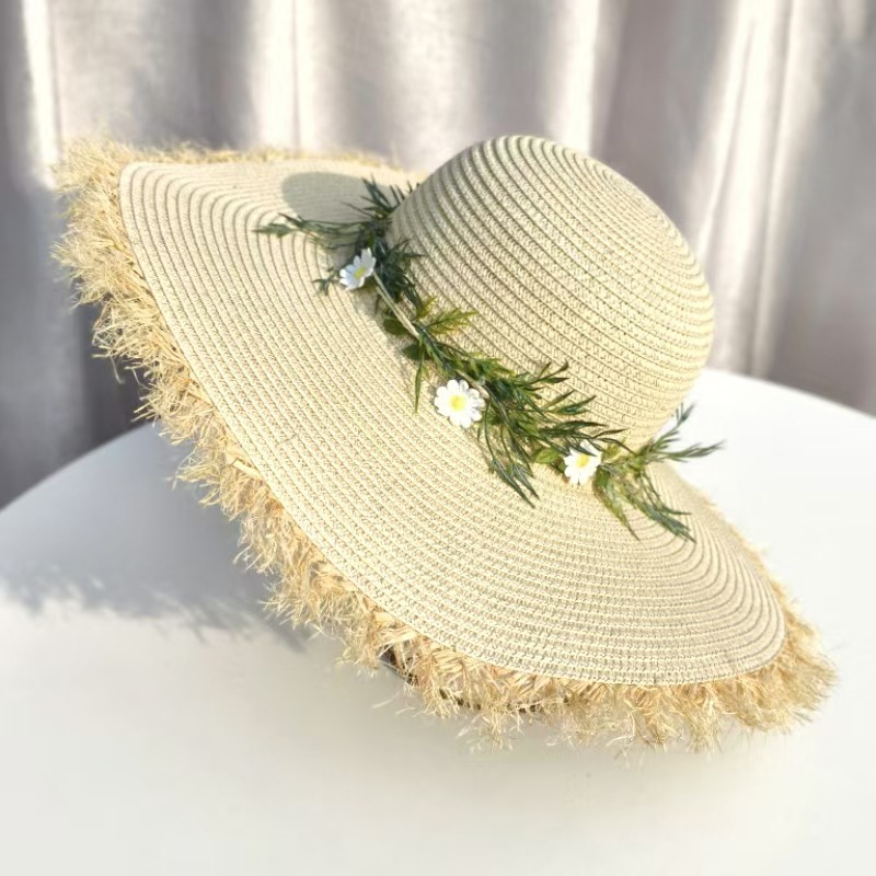 Women Wide Brim Straw Sun Hat For Summer Beach Vacation Travel_voghion.com