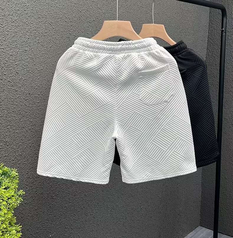 Men's Clothing Summer Casual Pants High Street Trendy Unisex 5/8 Length Shorts Light Luxury Style_viptrois.com