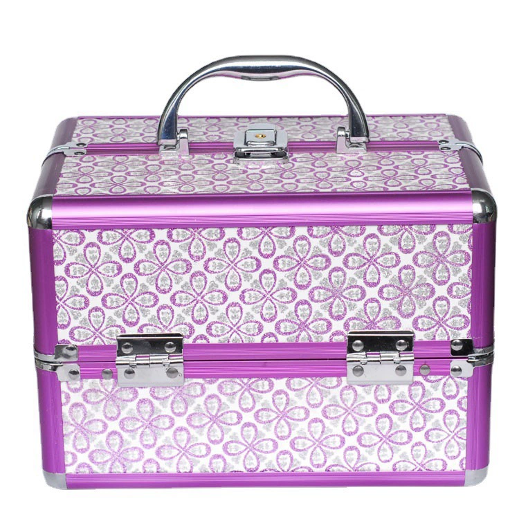Производитель изготавливает портативные модные косметички, милые косметички для девочек с двойным открытием, портативные косметички, шкатулки для украшений, алюминиевые.