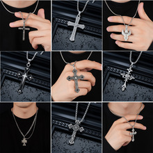 十字架项链男钛钢链条不掉色时尚个性设计百搭毛衣链女吊坠饰品潮