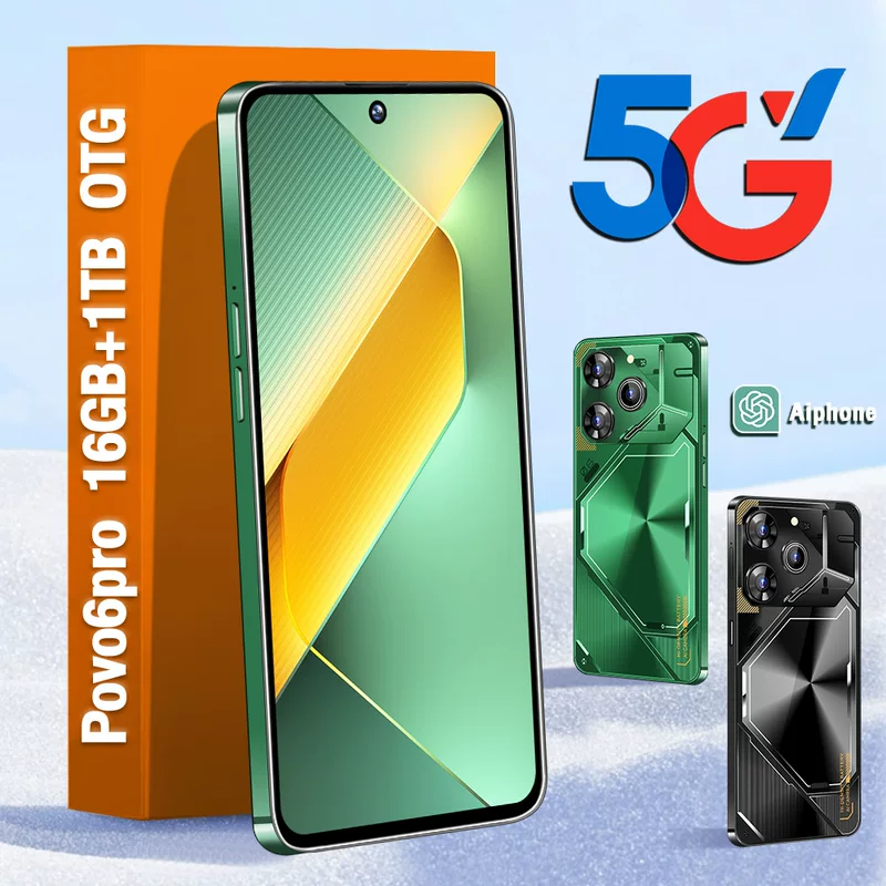 2024 год, экспорт кросс-бордер смартфон POVO6PRO с Oversized экраном 16+1T, оптовый источник фабрика