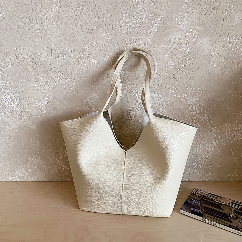 Large Capacity Fashion Tote Bag For Women 2026 New Minimalist Relaxed Shoulder Bag Commuter Genuine Leather Large Dual-Use Bag - Thumbnail 6