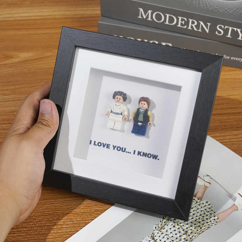 Lego Building Blocks Wedding Photo Frame Stereo Christmas Gift moon Moon Display Frame Square Black Mounted Frame