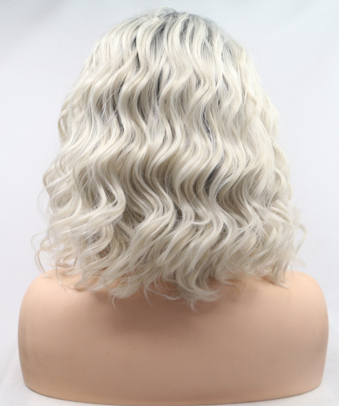 Peluca blanca de pelo corto y rizado al por mayor peluca europea y americana casco africano red rosa pelo rizado pequeño LW0269