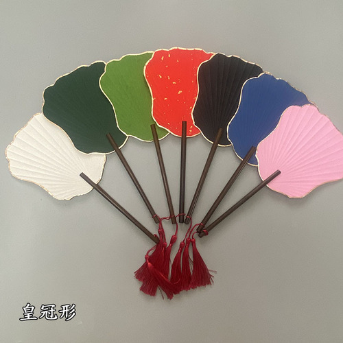 Mini small round fan blank hand-painted diy rice paper fan green fan antique purple bamboo long handle palace fan square cattail fan
