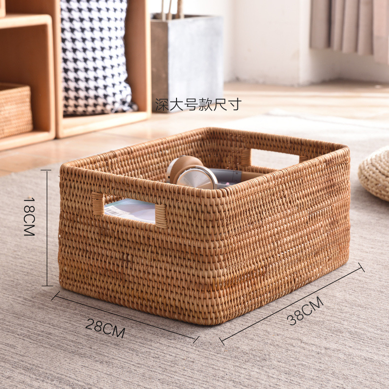 ベトナム秋籐手作り収納バスケットデスクトップ雑貨バスケット長方形おもちゃスナック衣類収納ボックス