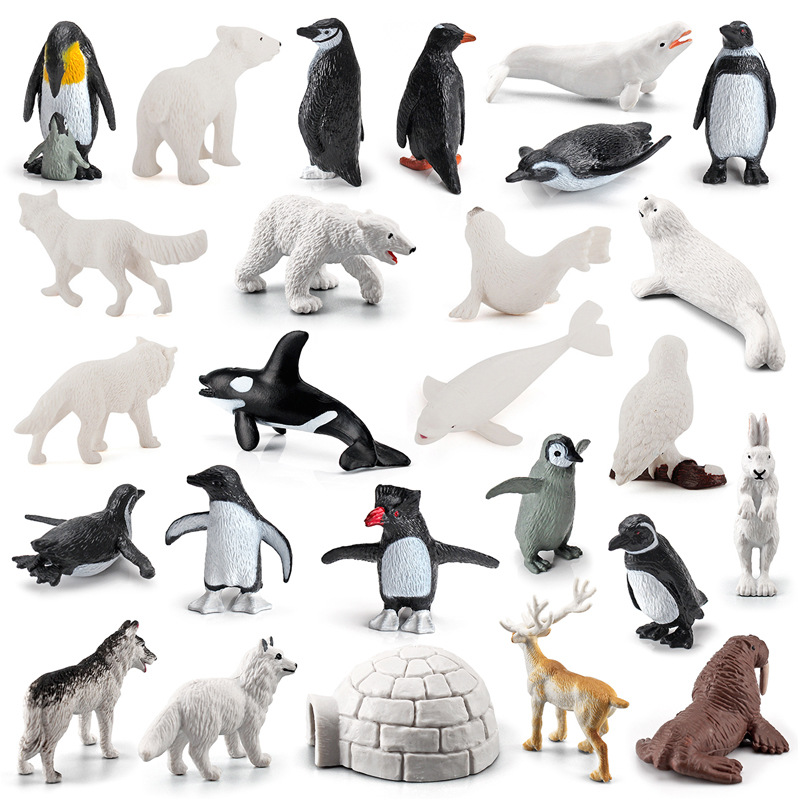 Transfronterizo de exportación simulación pingüino blanco zorro sello ballena Oso Polar Husky Reno modelo animal polar adornos