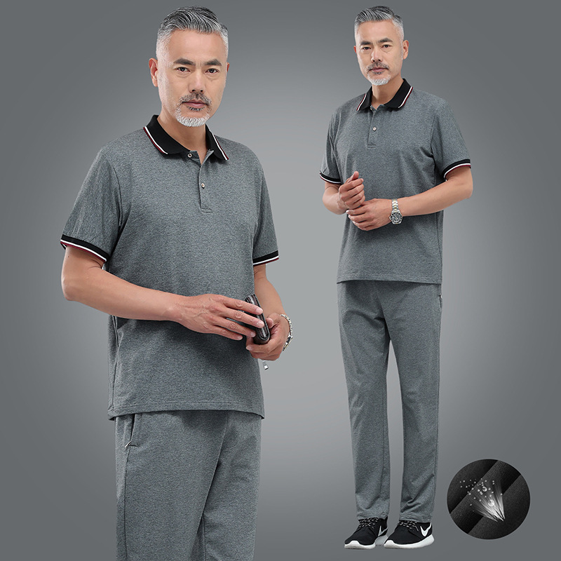 2024 verano nuevo hombre de mediana edad camiseta de manga corta delgada casual corto juego deportivo de tamaño grande papá dos piezas