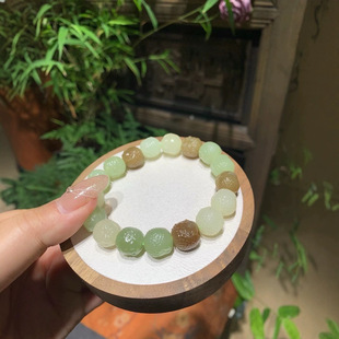 Jin Yu Tang Xinjiang Hetian Jade Buddha Head Duobao Bracelet Jade Delicate Colorful Matching Unique Carved Buddha Head