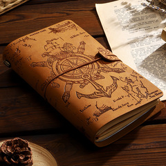 Cross-border exclusive A6 handcrafted notebook vintage sheep leather pirate portable diary convenient European-style wire-bound travel journal notebook