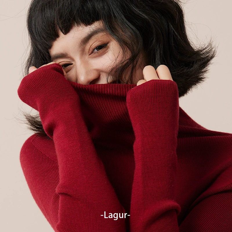 Утолщенная версия B, в наличии! Высококачественная готовая одежда! Толстый трикотажный топ с высоким воротом из пряжи Янцзи для женщин.