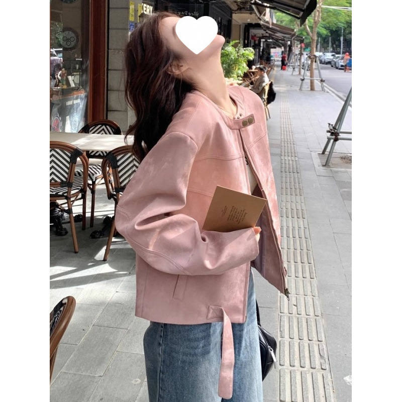 韩版外套女春秋季新款甜美小个子时尚夹克仿麂皮绒气质减龄上衣|undefined