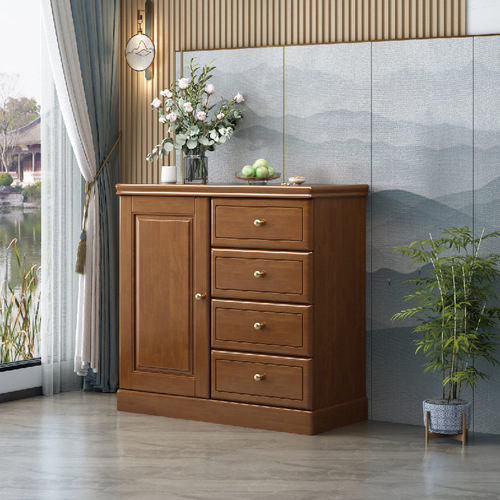 Chinese solid wood bedroom chest of drawers with doors, multi-functional assembly with lock, small storage cabinet, storage cabinet, vertical cabinet