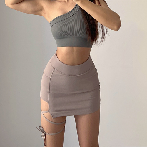 Leg-length band high-waist exercise pants skirt yoga breathable non-showing faux two-piece tennis running fitness short skirt for women
