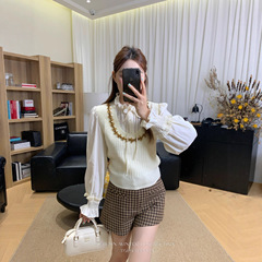topchanlin 2025秋千金风U型领口珠片麻花针织外穿高级叠穿背心女