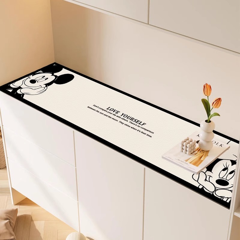Mickey Leather Tv Cabinet Mat Living Room Sideboard Waterproof and Oil-Proof Table Mat Shoe Counter Cover Towel Anti-Dirty Protective Mat