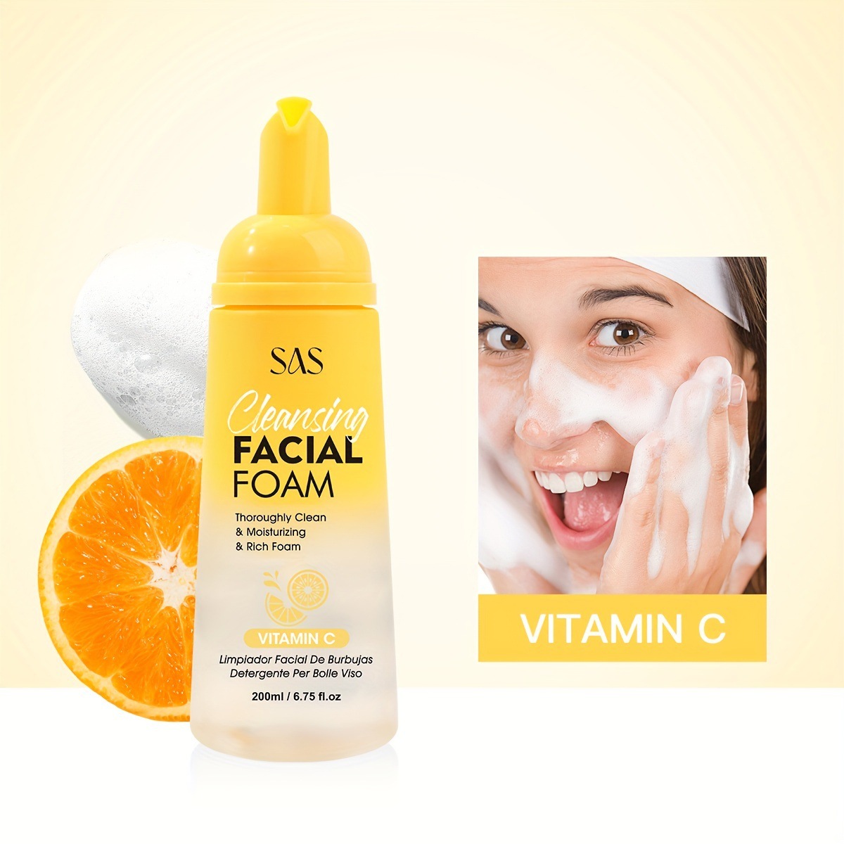 USHAS European and American Cross-border spot mousse limpiador facial aminoácido limpiador desmaquillante SAH027-30 de limpieza profunda