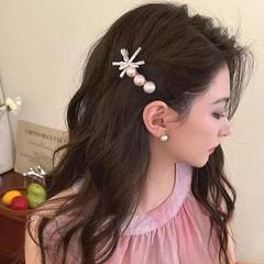 轻奢珍珠发夹边夹侧边甜美覆古鸭嘴夹女2025新款高端鸭嘴夹子头饰