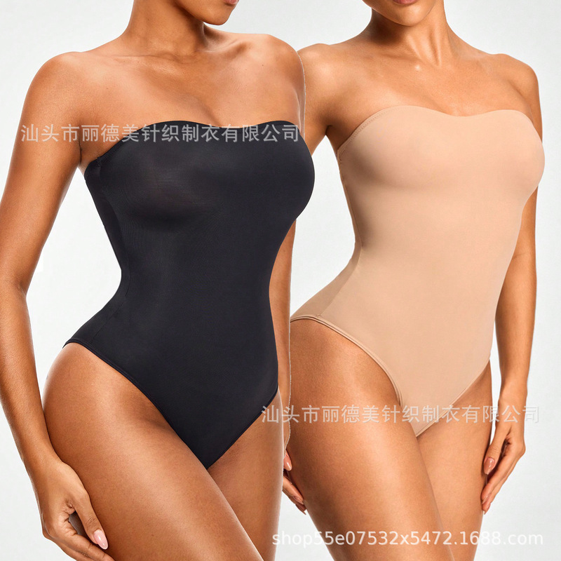 European and American Shaper One-piece Buckle Women's Strapless Solid Color Comfortable Strapless One-piece Thong Shaper