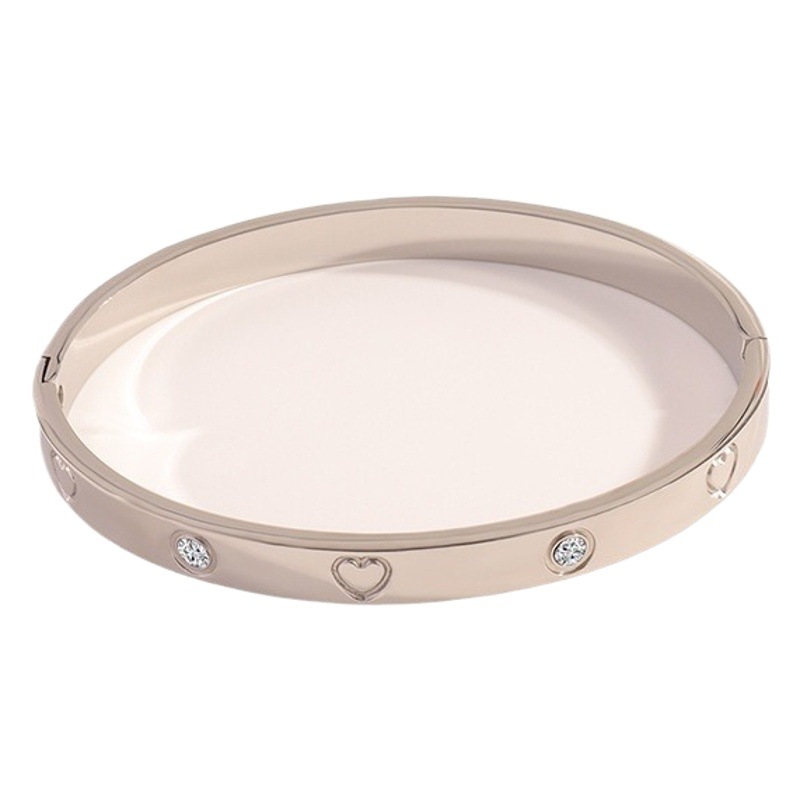 Pulsera clásica con forma de corazón y diamantes incrustados, resistente a la decoloración, para niñas, de alta gama, lujo ligero, a la moda, pulsera de acero de titanio, joyería superventas transfronteriza. image 1