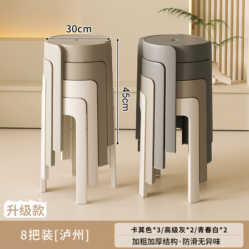 Taburete de plástico grueso para el hogar, sillas apilables, robustas y duraderas, extra gruesas, simples y modernas, bancos altos de reserva para invitados.