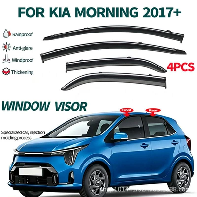 Suitable for Kia Morning/Picanto 2017+ Rain Guards, Injection-Molded Car-Specific Window Rain Shields (Rain shield) - kia-morningpicanto-2017-ps-with-electroplated-bright-strip-window-rain-or-shine-shield-4-pieces