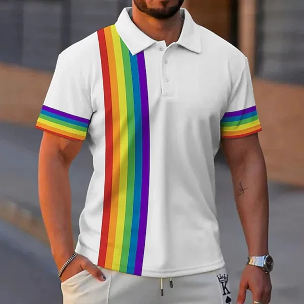 Summer New Men's 3Dpolo Shirt Zipper Lapel Short-Sleeved Pullover Casual Men's Dyed Polo Shirt Cross-Border