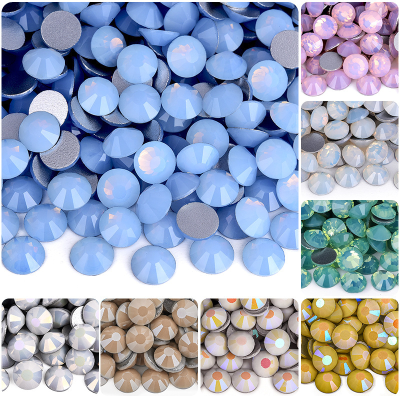 Cross-Border Nail Art Diamond Ss3-30 Glass Flats Bottom Diamond Blue Pink Green Protein Rhinestone DIY Nail Jewelry Accessories Wholesale