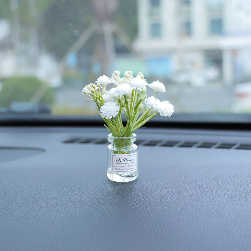 Red de Internet jarrón fresco flor casa de muñecas mini interior de coche consola central decoración de coche decoración de coche espejo cruzado simple
