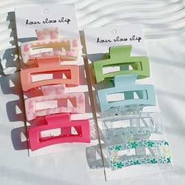 外贸商超情人节爱心印花发抓夹跨境热销方块鲨鱼夹套装发饰批发