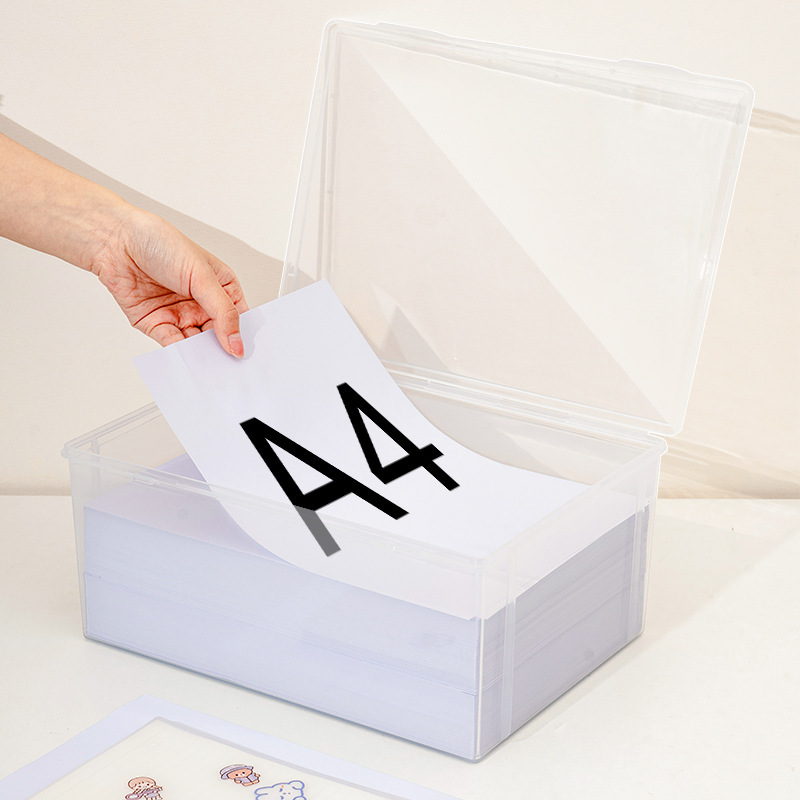 A4 Paper Storage Box Office Desktop Printing Paper Data Finishing Box Household Transparent Document Certificate Storage Box