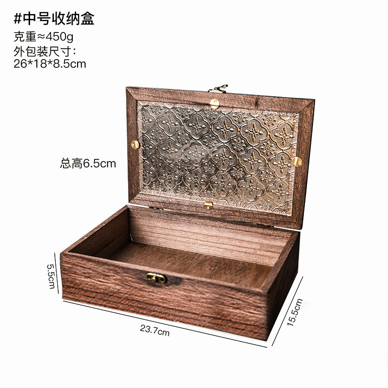 ヨーロッパのレトロな木製ベゴニアの花ガラス収納ボックス装飾品デスクトップ整理フリップ木箱化粧テーブル装飾ボックス|undefined