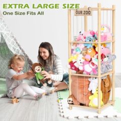 木製ぬいぐるみ収納ラック家庭用寝室リビングルーム動物玩具充填ボックス木製ストレージラック