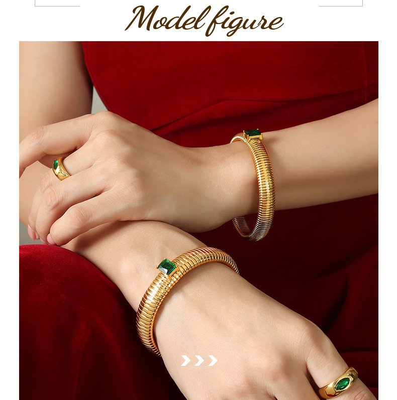 Simple Style Geometric Titanium Steel Inlay Zircon Bangle 1 Piece