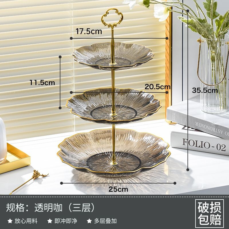 Mesa de té de sala de estar multi-capa de platos de frutas con dulces en la recepción de platos de bocadillos salón de belleza refrigerios de frutas decoración image 10