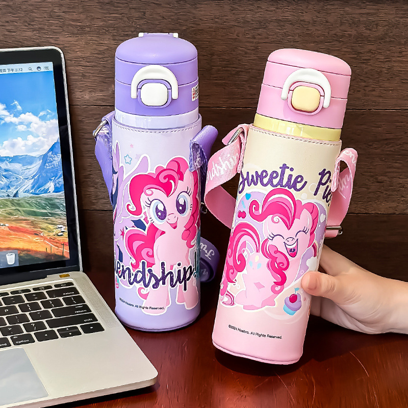 Pony Baoli Taza de calor para niños de grado alimenticio para niñas 316 taza de agua de paja para estudiantes de primaria para la escuela especial olla de doble propósito