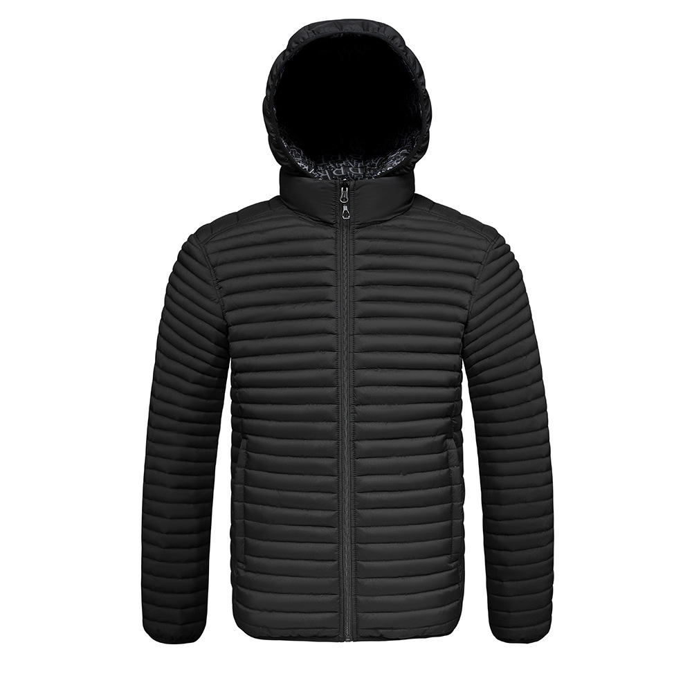 Rib Suit Padded Coat Men's Removable Hat Full Print Thickened Padded Jacket_voghion.com