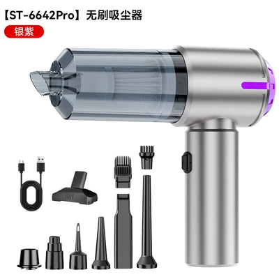 Car Vacuum Cleaner, Household Rechargeable Portable Handheld Brushless Small Vacuum Blower with Strong Suction Power, Cross-Border Hot Selling (Tozsoranlar) - 12000pa-brushless-vacuum-cleaner-type-c-silver-purple