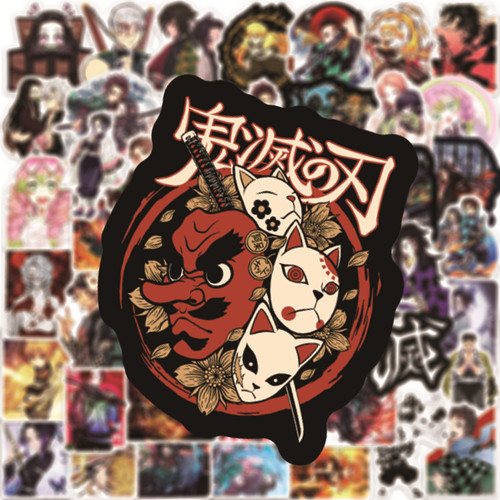 50 new Japanese anime Demon Slayer Cartoon Animation Graffiti Stickers Water Cup Notebook Trolley Case Waterproof Stickers