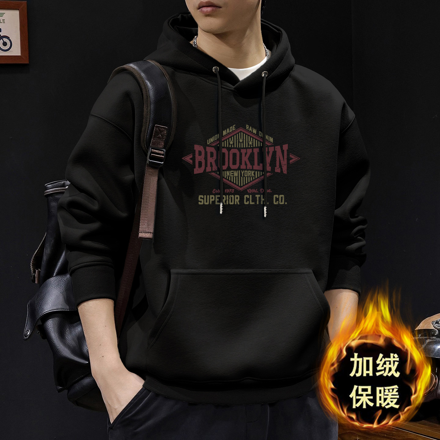 Chaqueta encapuchada para hombres otoño y invierno nuevo estilo de estilo de Hong Kong estilo coreano chaqueta grande suelta abrigo casual
