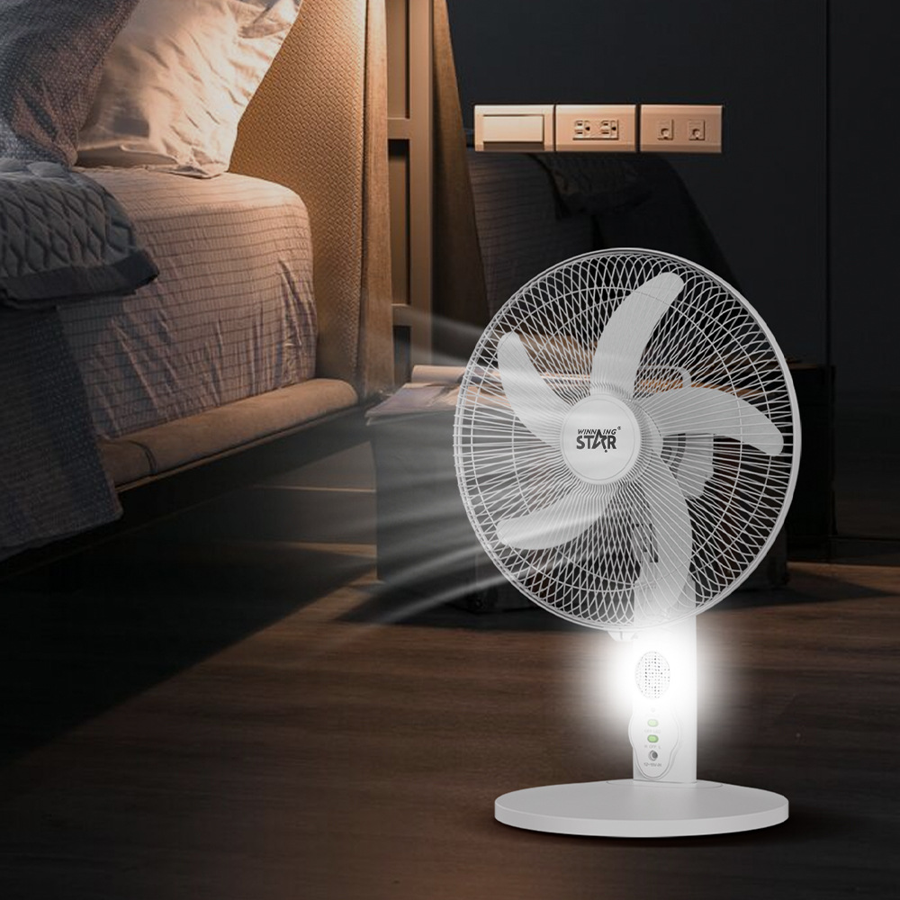 Winningstar transfronterizo exclusivamente para uso doméstico de 16 pulgadas 13W sacudiendo la cabeza con luz LED ventilador eléctrico portátil de pie