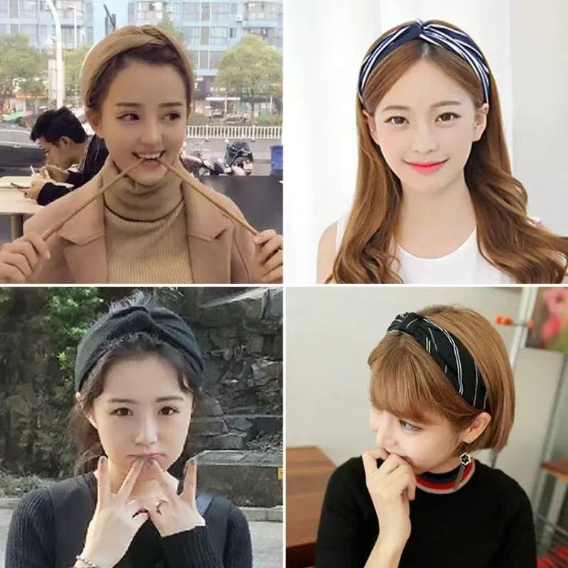 French-Style Knitted Gray Wide Headband for Women with High Crown, Similar to Those Worn by Yi Mengling and Ju Jingyi