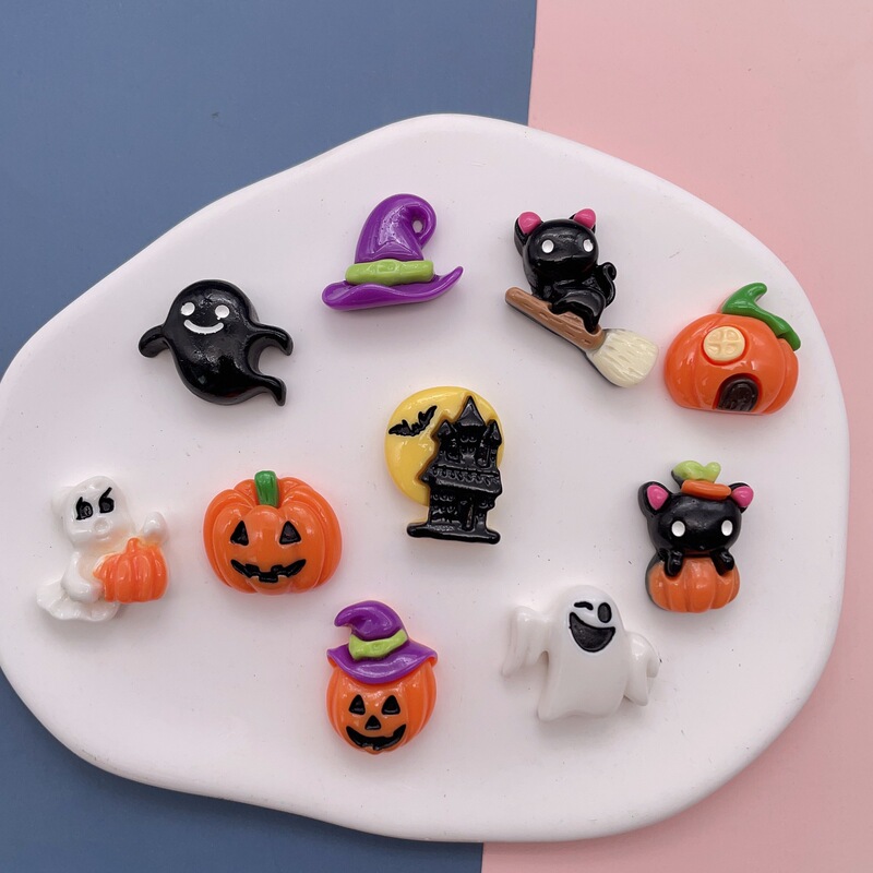 New Pumpkin Skull Halloween Resin Accessories DIY Cream Glue Mobile Phone Case Refrigerator Patch Jewelry Accessories