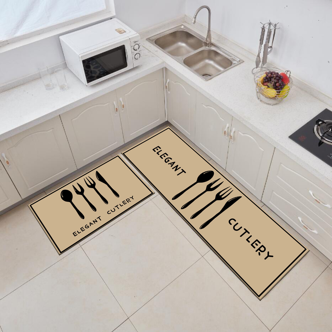 Alfombra de piso antideslizante resistente a las manchas largas de dibujos animados hogar absorbente de aceite alfombra de piso de cocina cristal terciopelo alfombra de piso tienda completa se puede utilizar para la entrega